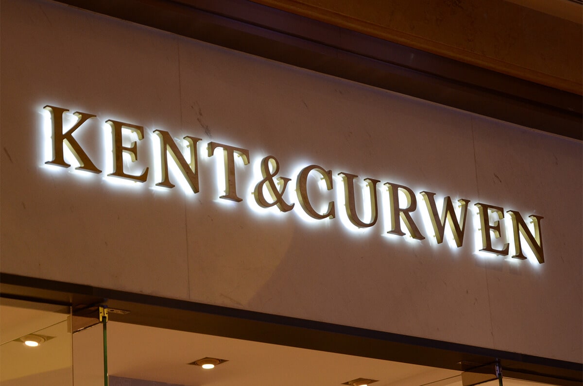 Classic backlit metal shop signs