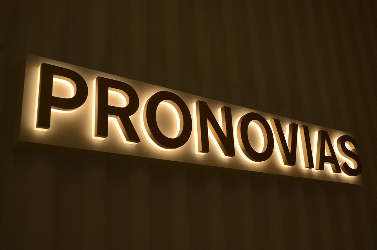 Luxury backlit metal lobby signs